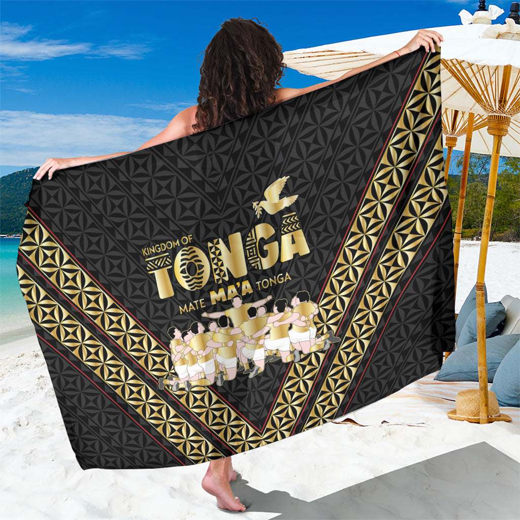 Mate Ma'a Tonga Sarong Tongan Sipi Tau Ngatu Inspired Black LT9 One Size 44 x 66 inches Black - Polynesian Pride