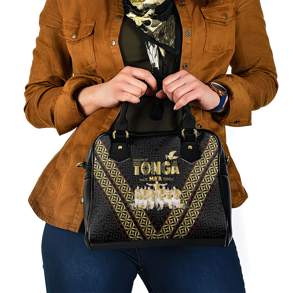Mate Ma'a Tonga Shoulder Handbag Tongan Sipi Tau Ngatu Inspired Black LT9 - Polynesian Pride