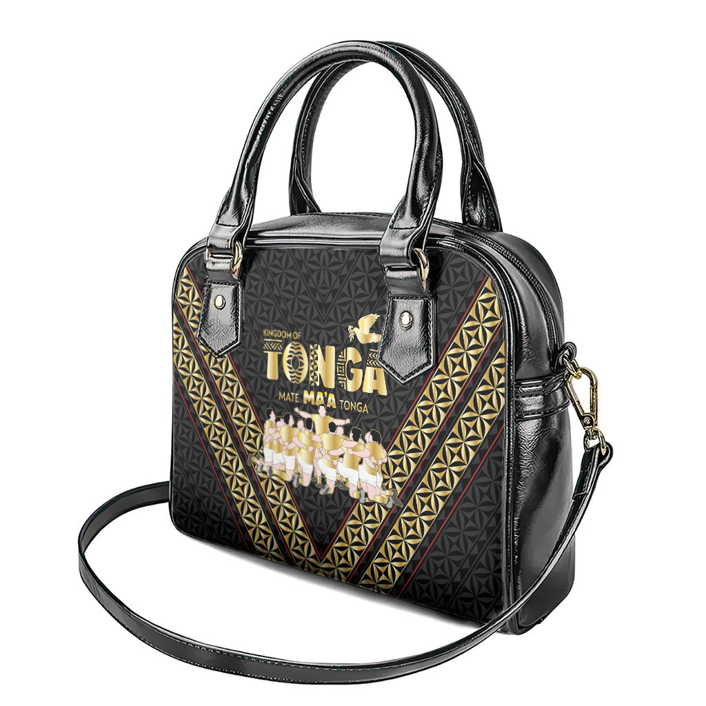 Mate Ma'a Tonga Shoulder Handbag Tongan Sipi Tau Ngatu Inspired Black LT9 - Polynesian Pride