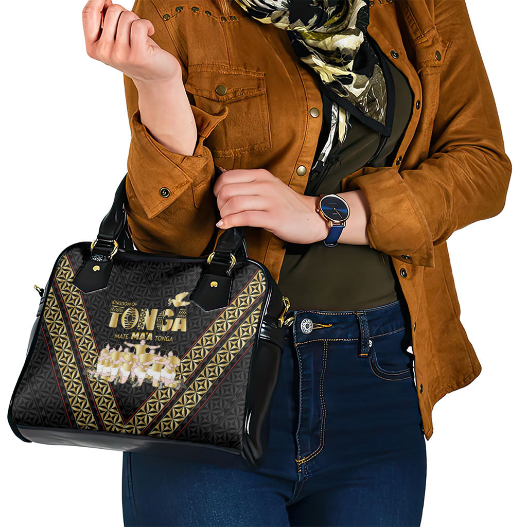 Mate Ma'a Tonga Shoulder Handbag Tongan Sipi Tau Ngatu Inspired Black LT9 - Polynesian Pride