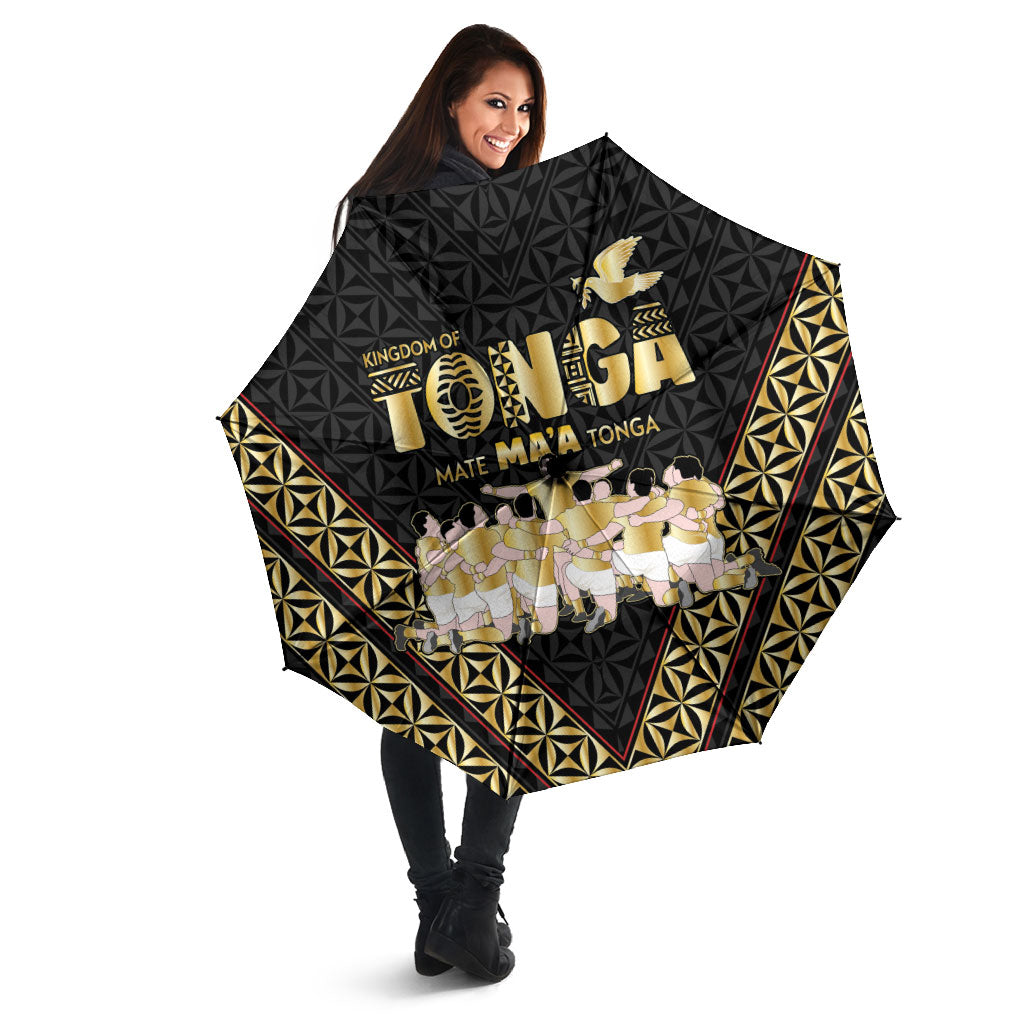 Mate Ma'a Tonga Umbrella Tongan Sipi Tau Ngatu Inspired Black LT9 - Polynesian Pride