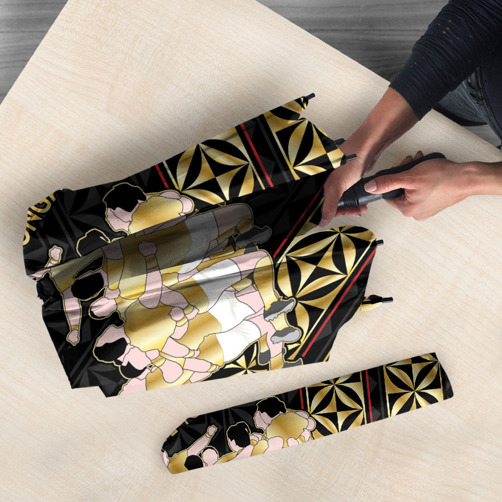 Mate Ma'a Tonga Umbrella Tongan Sipi Tau Ngatu Inspired Black LT9 - Polynesian Pride