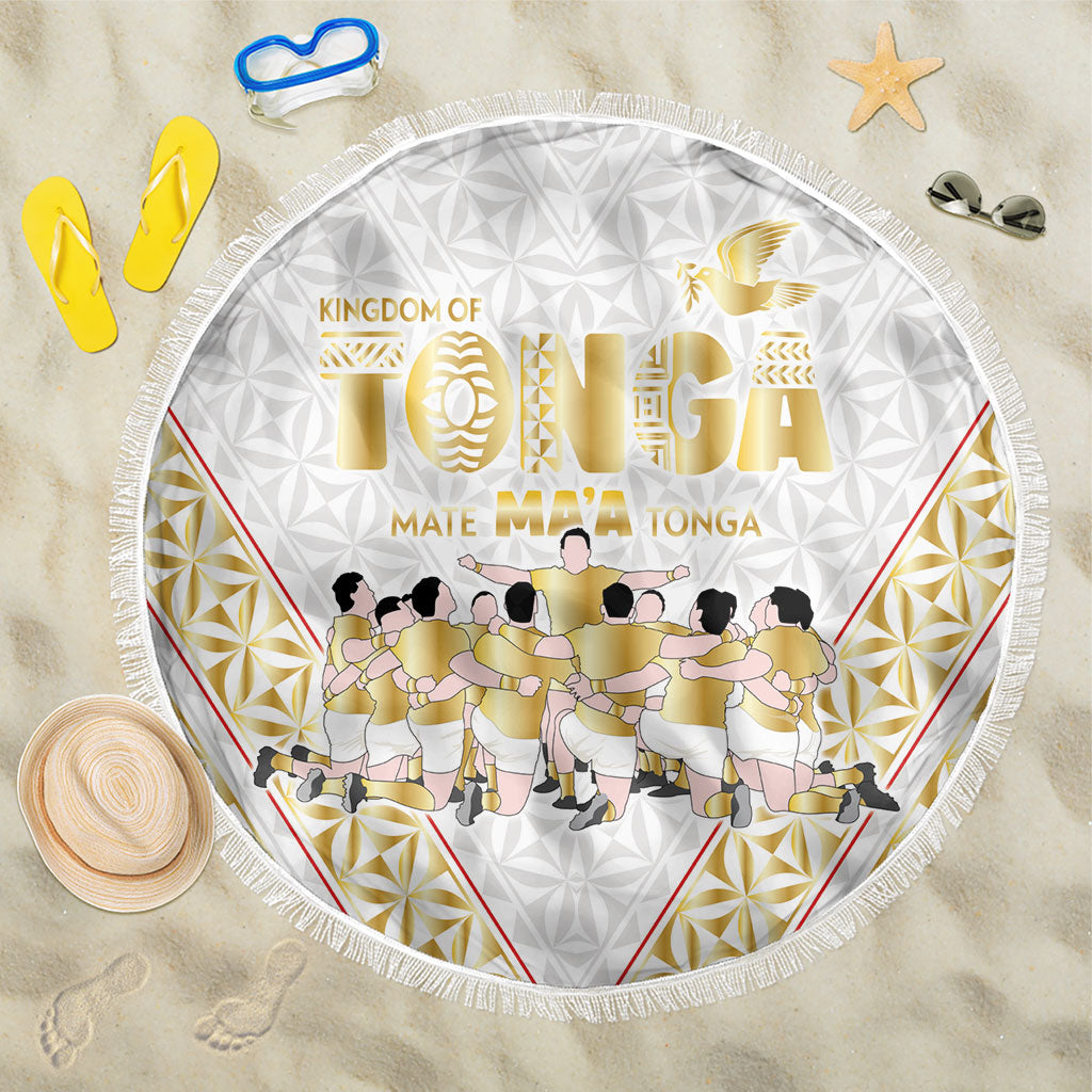 Mate Ma'a Tonga Beach Blanket Tongan Sipi Tau Ngatu Inspired Gold LT9 One Size 150cm Gold - Polynesian Pride