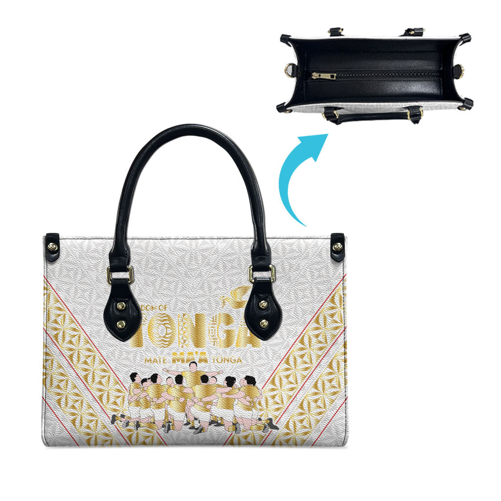 Mate Ma'a Tonga Leather Bag Tongan Sipi Tau Ngatu Inspired Gold LT9 - Polynesian Pride