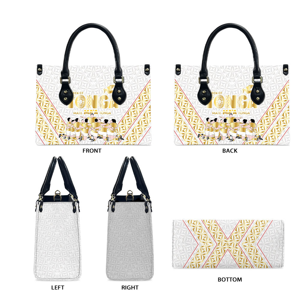 Mate Ma'a Tonga Leather Bag Tongan Sipi Tau Ngatu Inspired Gold LT9 - Polynesian Pride