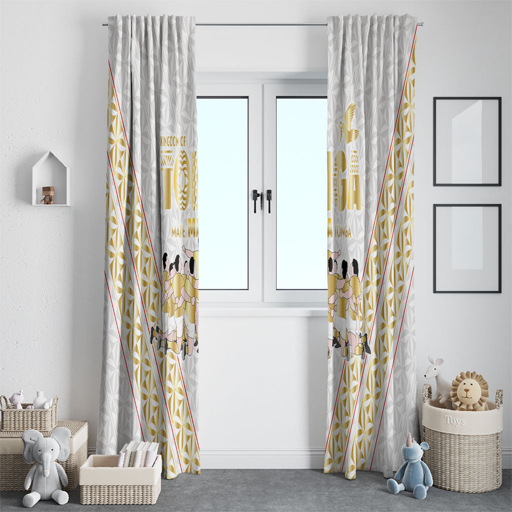 Mate Ma'a Tonga Window Curtain Tongan Sipi Tau Ngatu Inspired Gold LT9 - Polynesian Pride