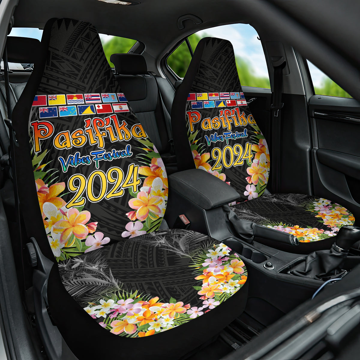 Pasifika Vibes Festival 2024 Auckland Car Seat Cover LT9 One Size Black - Polynesian Pride