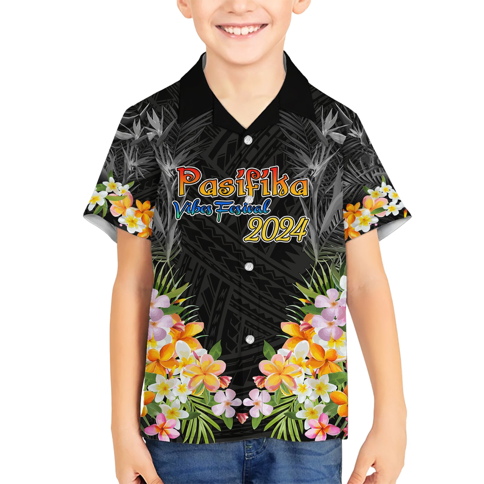 Pasifika Vibes Festival 2024 Auckland Kid Hawaiian Shirt LT9 Kid Black - Polynesian Pride