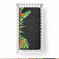 Hawaii Tropical Flowers Tribal Pattern Baby Bed Cover No1 LT9 28 × 52 in Black - Polynesian Pride