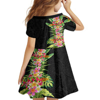 Hawaii Tropical Flowers Tribal Pattern Family Matching Short Sleeve Bodycon Dress and Hawaiian Shirt No1 LT9 - Polynesian Pride
