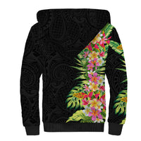 Hawaii Tropical Flowers Tribal Pattern Sherpa Hoodie No1 LT9 - Polynesian Pride
