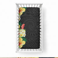 Hawaii Tropical Flowers Tribal Pattern Baby Bed Cover No2 LT9 28 × 52 in Black - Polynesian Pride