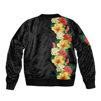 Hawaii Tropical Flowers Tribal Pattern Bomber Jacket No2 LT9 - Polynesian Pride