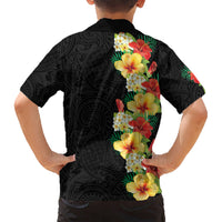 Hawaii Tropical Flowers Tribal Pattern Kid Hawaiian Shirt No2 LT9 - Polynesian Pride