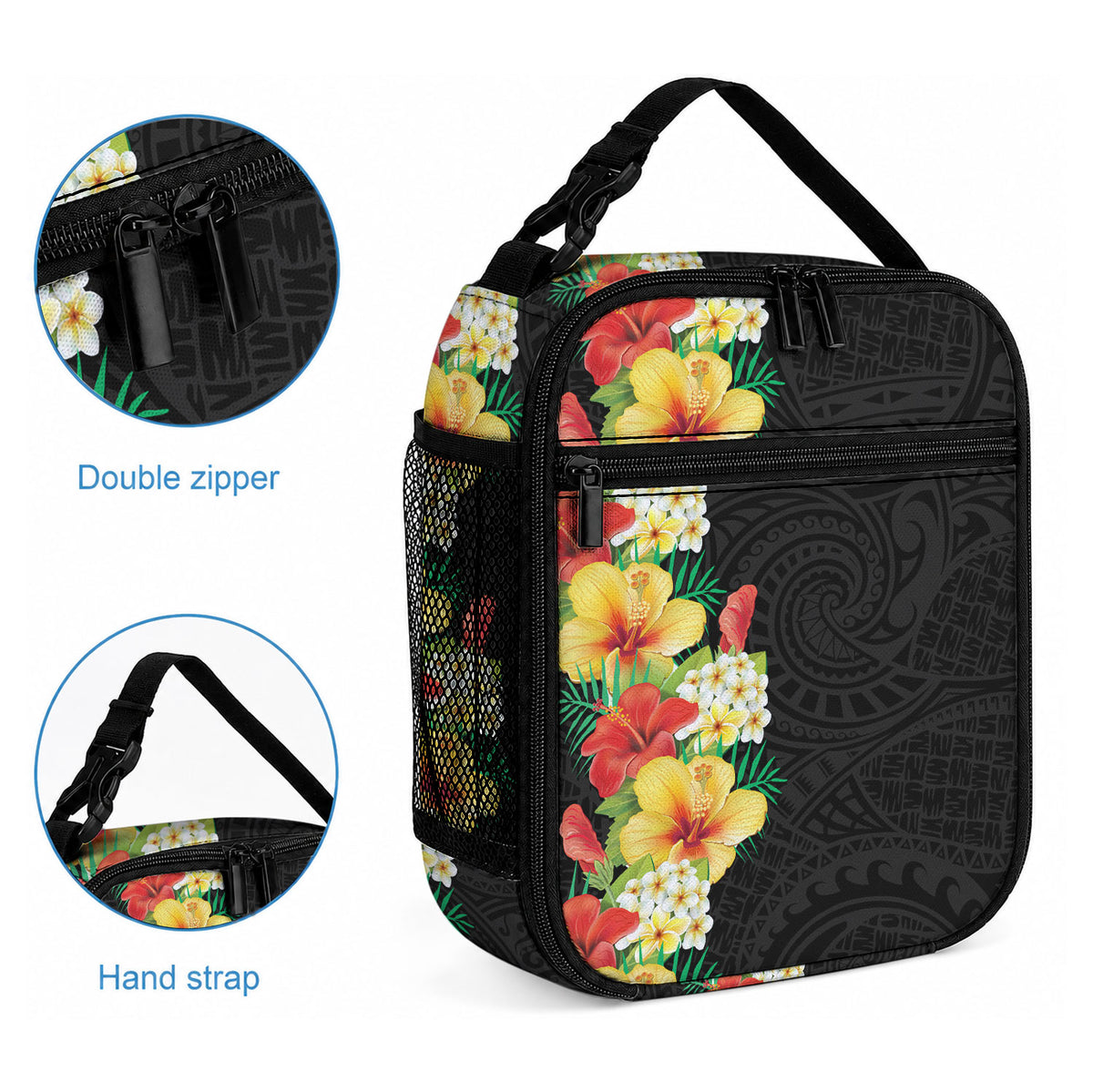 Hawaii Tropical Flowers Tribal Pattern Lunch Bag No2 LT9 - Polynesian Pride