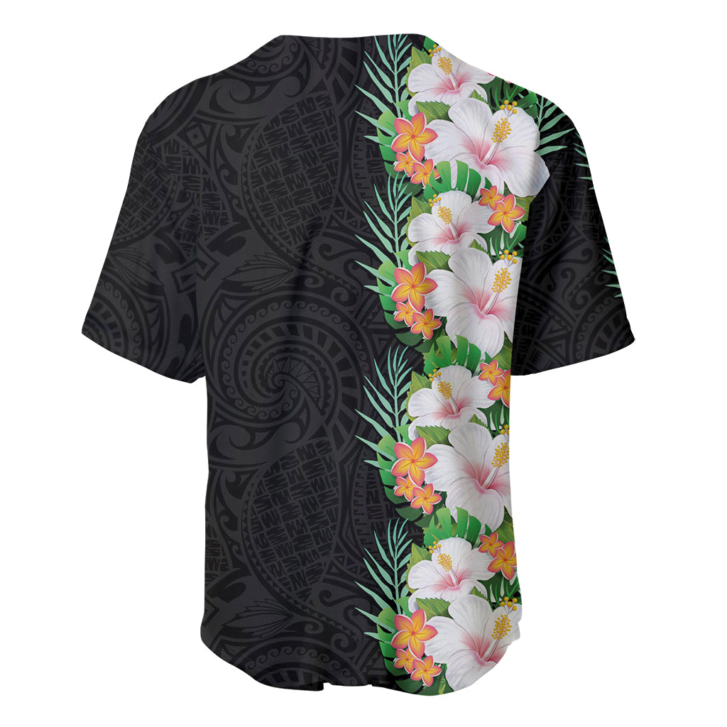Hawaii Tropical Flowers Tribal Pattern Baseball Jersey No3 LT9 - Polynesian Pride