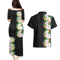 Hawaii Tropical Flowers Tribal Pattern Couples Matching Puletasi and Hawaiian Shirt No3 LT9 - Polynesian Pride