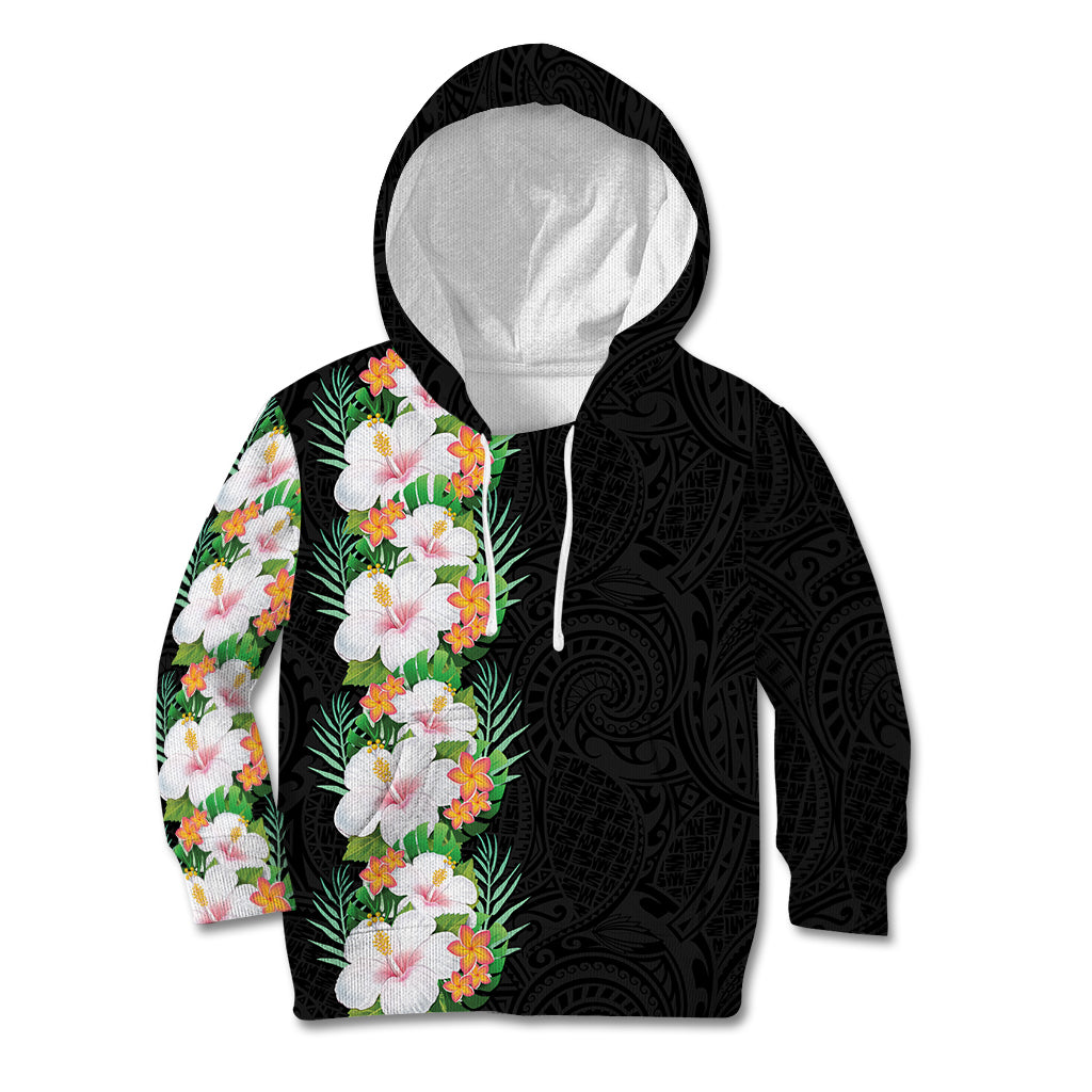 Hawaii Tropical Flowers Tribal Pattern Kid Hoodie No3 LT9 Hoodie Black - Polynesian Pride