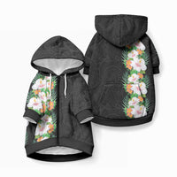 Hawaii Tropical Flowers Tribal Pattern Pet Hoodie No3 LT9 Zip-up Black - Polynesian Pride