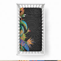 Hawaii Tropical Flowers Tribal Pattern Baby Bed Cover No5 LT9 28 × 52 in Black - Polynesian Pride
