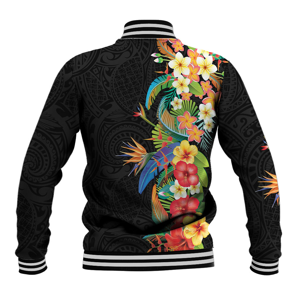 Hawaii Tropical Flowers Tribal Pattern Baseball Jacket No5 LT9 - Polynesian Pride