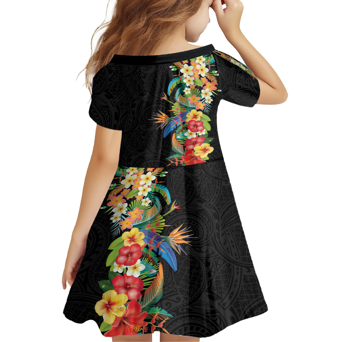 Hawaii Tropical Flowers Tribal Pattern Family Matching Tank Maxi Dress and Hawaiian Shirt No5 LT9 - Polynesian Pride