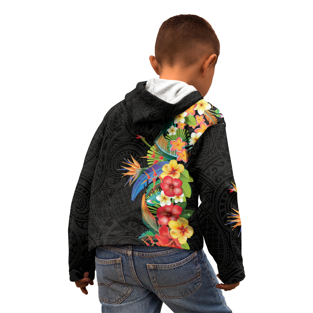 Hawaii Tropical Flowers Tribal Pattern Kid Hoodie No5 LT9 - Polynesian Pride