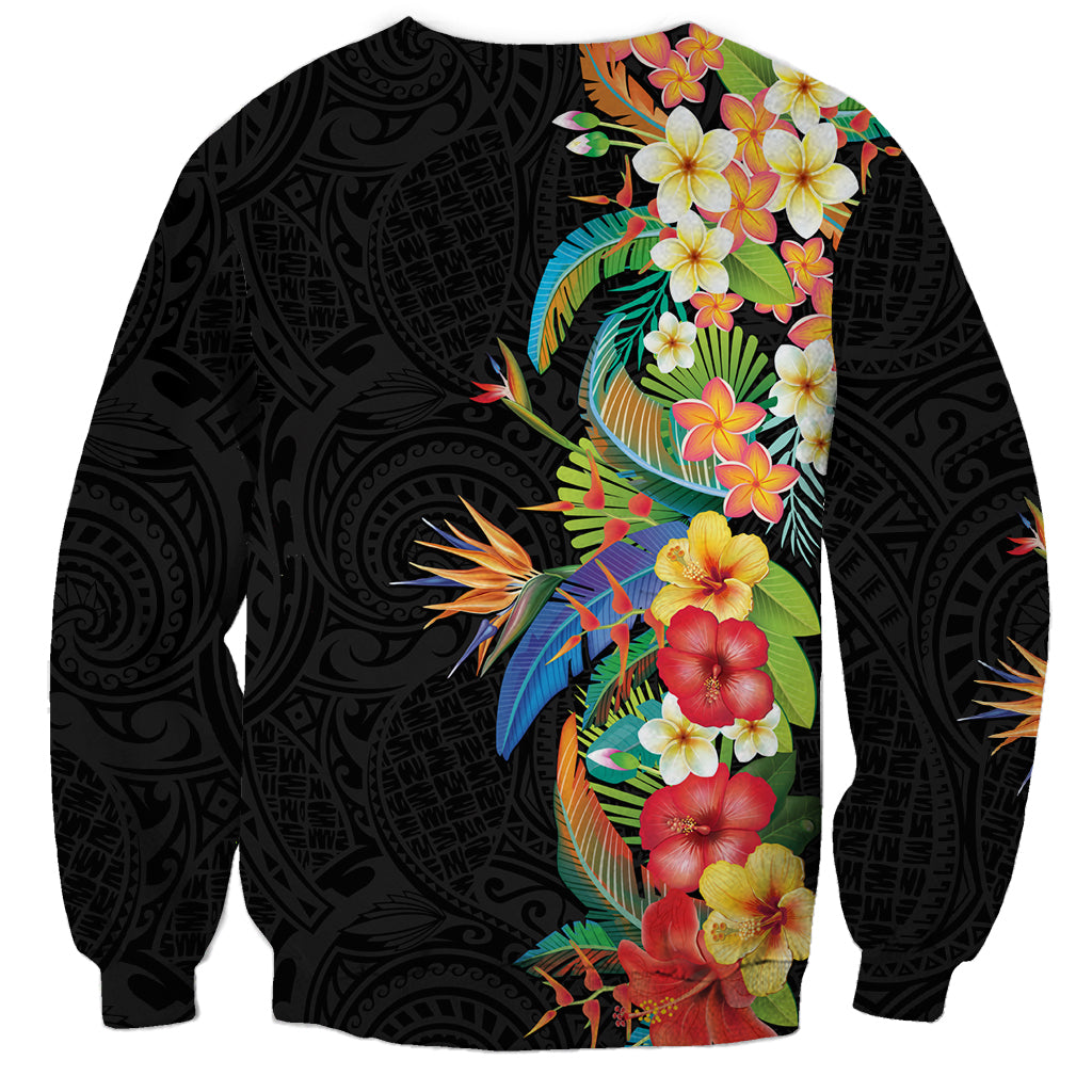 Hawaii Tropical Flowers Tribal Pattern Sweatshirt No5 LT9 - Polynesian Pride