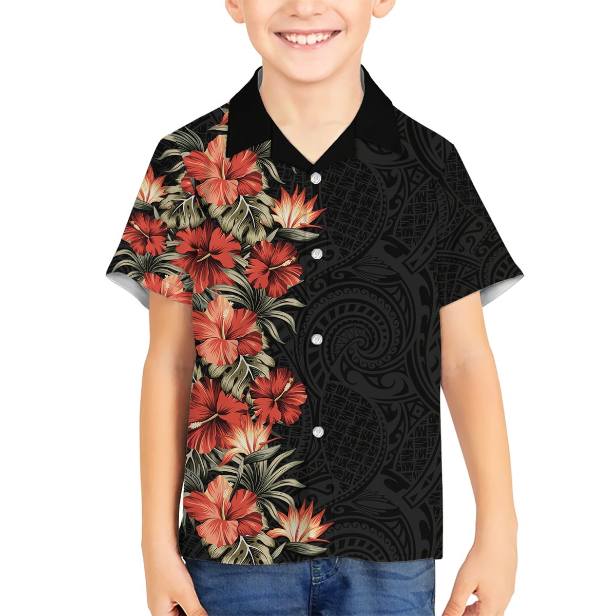 Hawaii Tropical Flowers Tribal Pattern Hawaiian Shirt No6 LT9 - Polynesian Pride