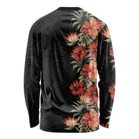 Hawaii Tropical Flowers Tribal Pattern Long Sleeve Shirt No6 LT9 - Polynesian Pride