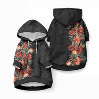 Hawaii Tropical Flowers Tribal Pattern Pet Hoodie No6 LT9 Pullover Black - Polynesian Pride