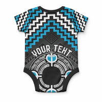 Personalised Aotearoa Niho Taniwha Motif Baby Onesie Blue Style LT9 - Polynesian Pride