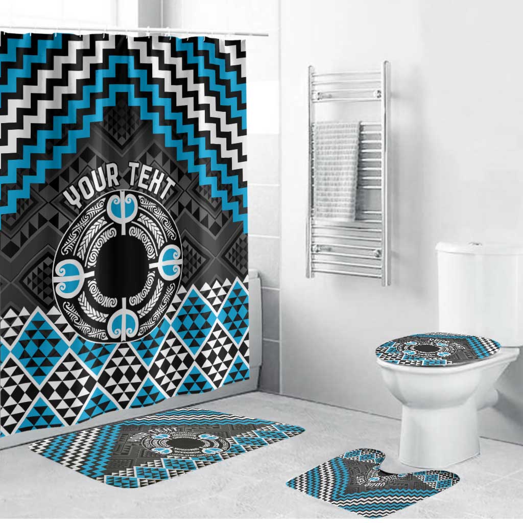 Personalised Aotearoa Niho Taniwha Motif Bathroom Set Blue Style - Polynesian Pride
