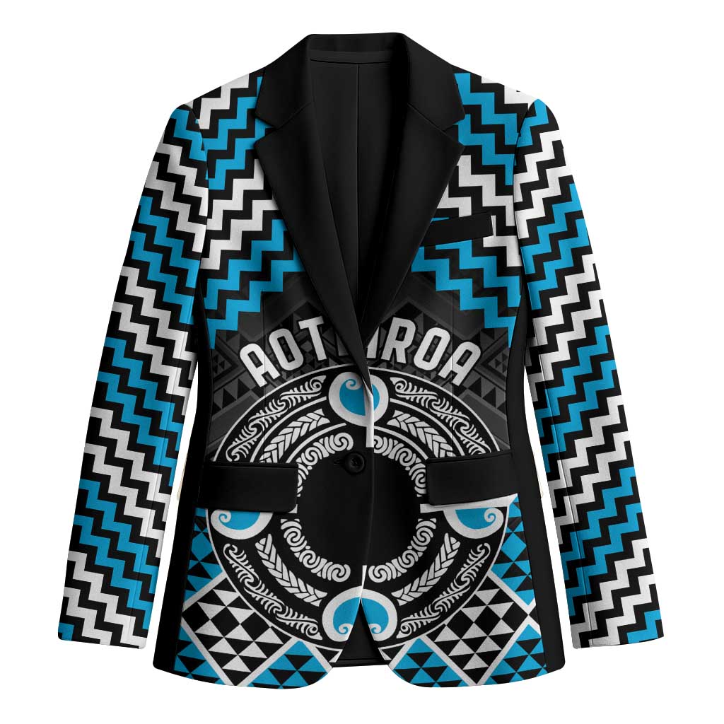 Personalised Aotearoa Niho Taniwha Motif Blazer Blue Style - Polynesian Pride