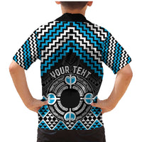 Personalised Aotearoa Niho Taniwha Motif Family Matching Mermaid Dress and Hawaiian Shirt Blue Style LT9 - Polynesian Pride