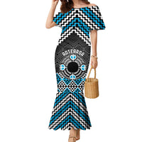 Personalised Aotearoa Niho Taniwha Motif Family Matching Mermaid Dress and Hawaiian Shirt Blue Style LT9 Mom's Dress Blue - Polynesian Pride