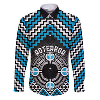 Personalised Aotearoa Niho Taniwha Motif Family Matching Puletasi and Hawaiian Shirt Blue Style