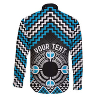 Personalised Aotearoa Niho Taniwha Motif Family Matching Tank Maxi Dress and Hawaiian Shirt Blue Style