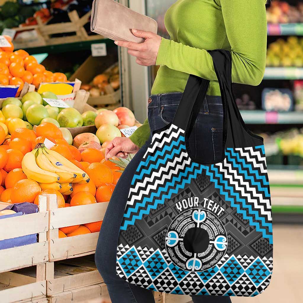 Personalised Aotearoa Niho Taniwha Motif Grocery Bag Blue Style