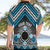 Personalised Aotearoa Niho Taniwha Motif Hawaiian Shirt Blue Style