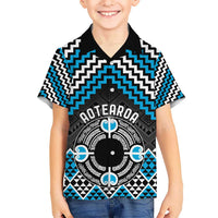 Personalised Aotearoa Niho Taniwha Motif Hawaiian Shirt Blue Style