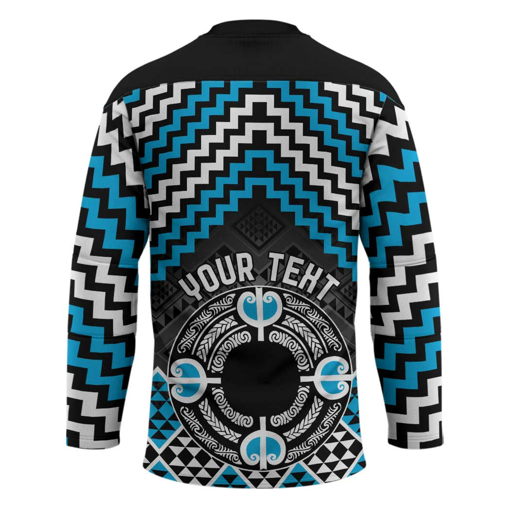 Personalised Aotearoa Niho Taniwha Motif Hockey Jersey Blue Style - Polynesian Pride