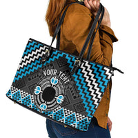 Personalised Aotearoa Niho Taniwha Motif Leather Tote Bag Blue Style