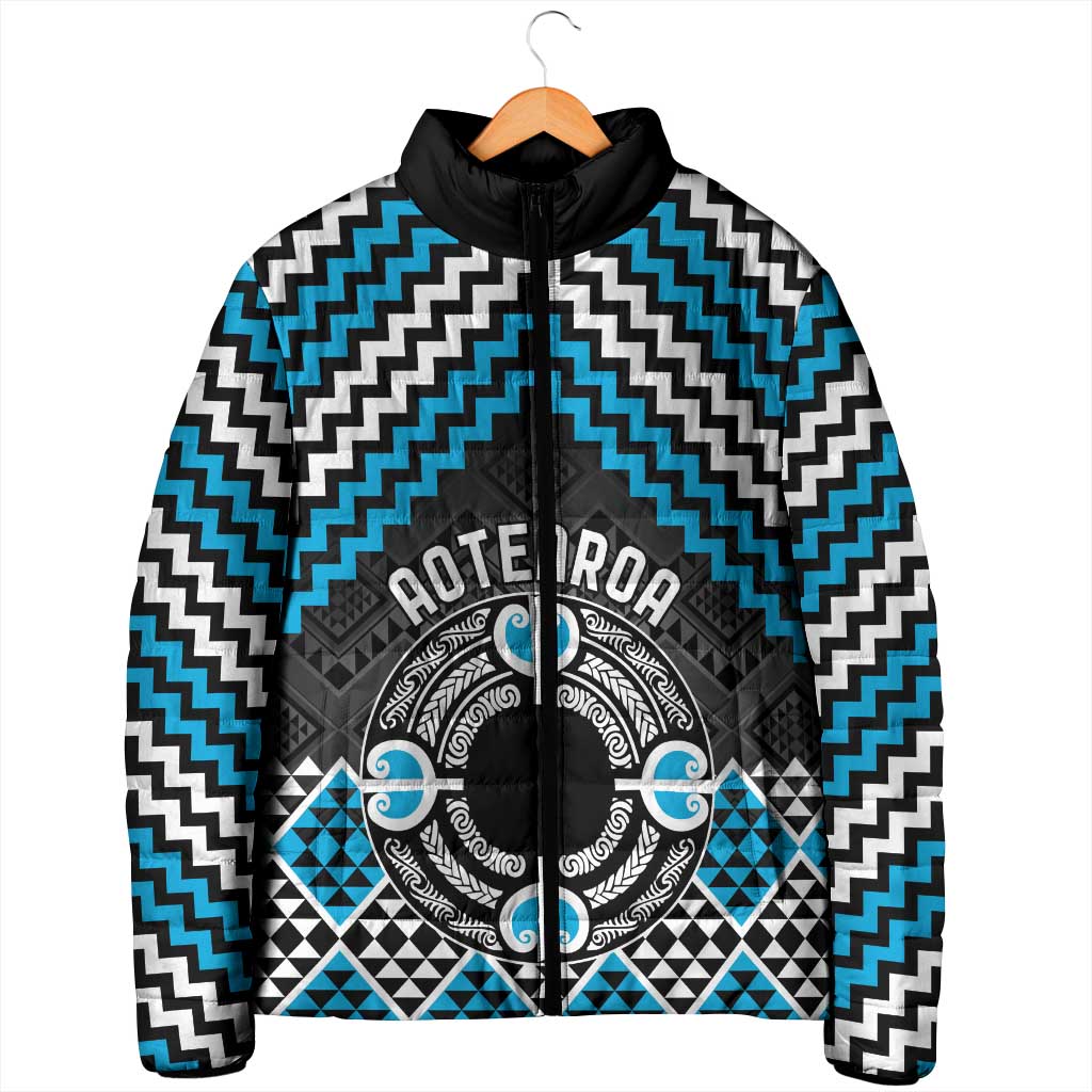 Personalised Aotearoa Niho Taniwha Motif Padded Jacket Blue Style LT9 - Polynesian Pride