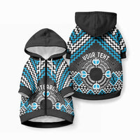 Personalised Aotearoa Niho Taniwha Motif Pet Hoodie Blue Style LT9 Zip-up Blue - Polynesian Pride