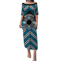 Personalised Aotearoa Niho Taniwha Motif Puletasi Blue Style