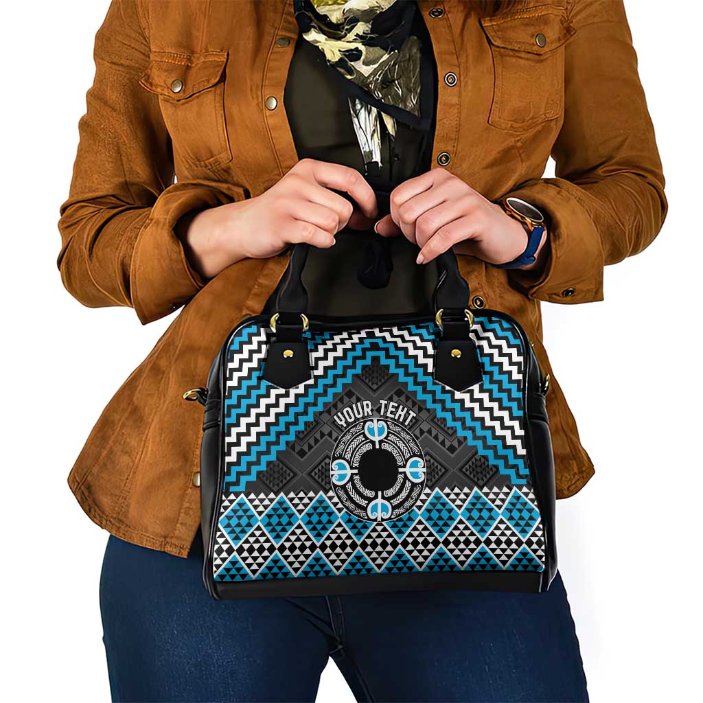 Personalised Aotearoa Niho Taniwha Motif Shoulder Handbag Blue Style