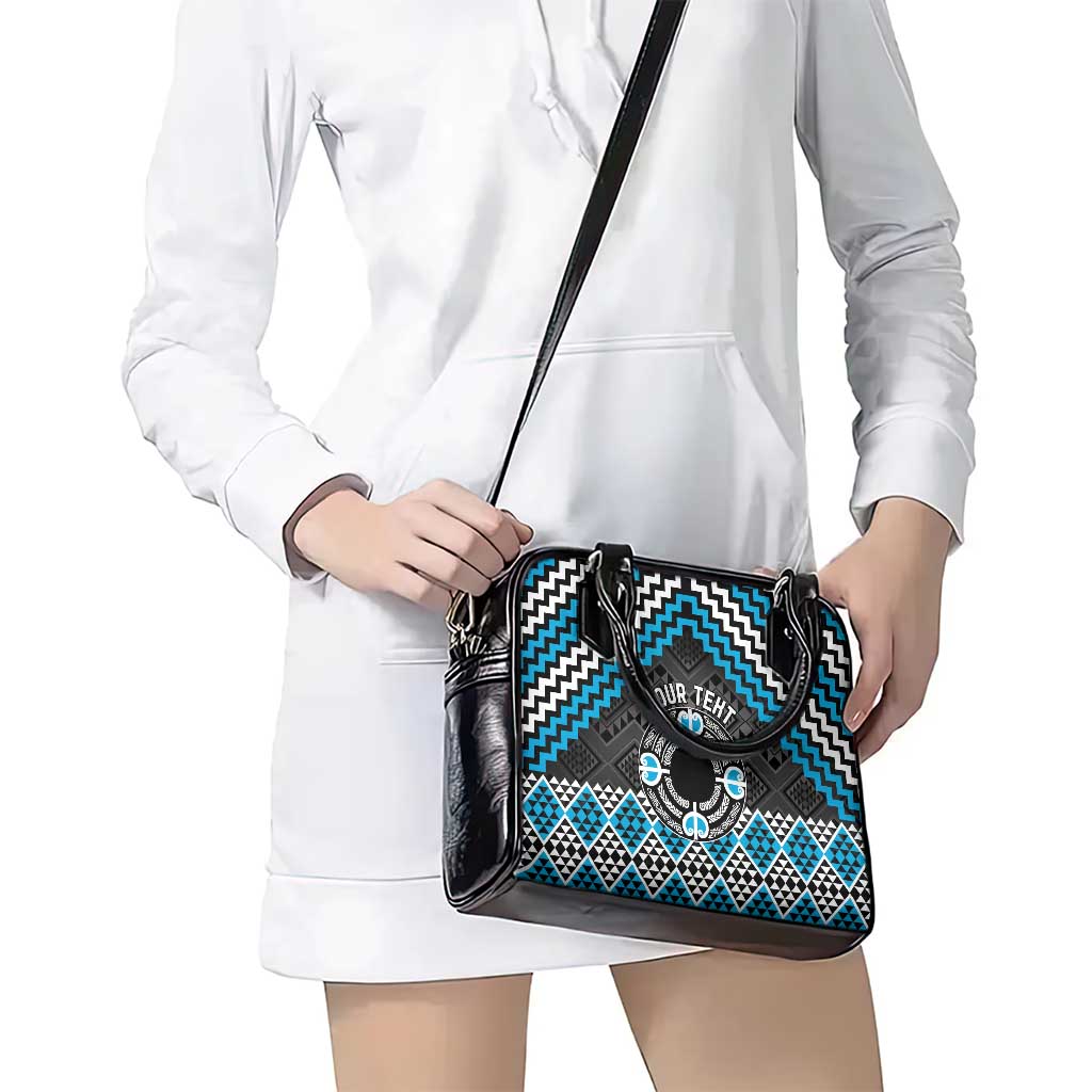 Personalised Aotearoa Niho Taniwha Motif Shoulder Handbag Blue Style