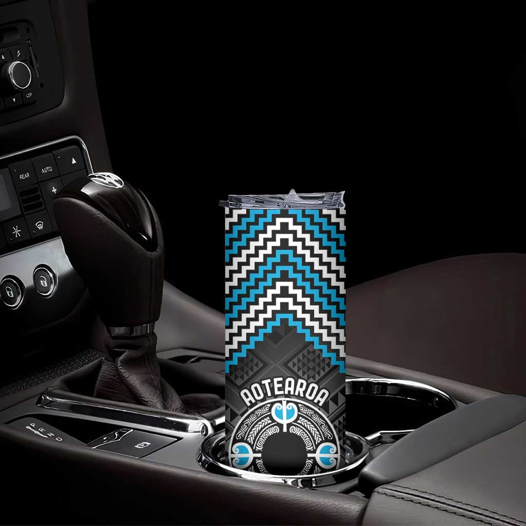 Personalised Aotearoa Niho Taniwha Motif Skinny Tumbler Blue Style