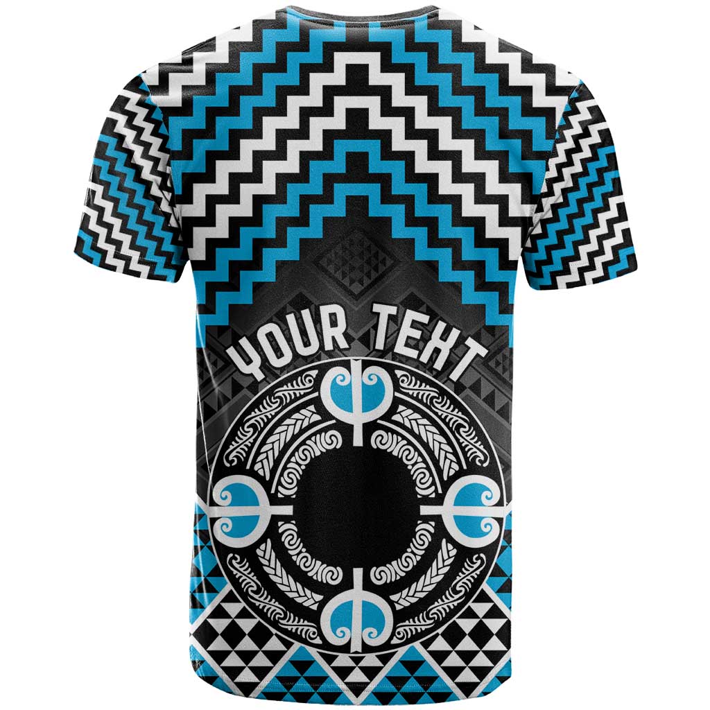 Personalised Aotearoa Niho Taniwha Motif T Shirt Blue Style